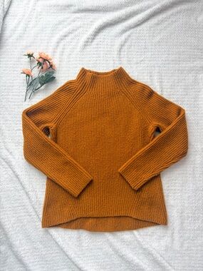 Madewell Mid-Weight Ribbed Mockneck Sweater - Mustard - Size M